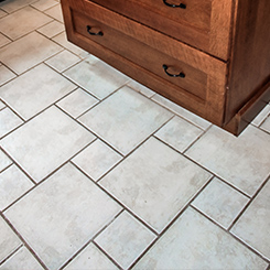 Custom tile flooring in the kitchen