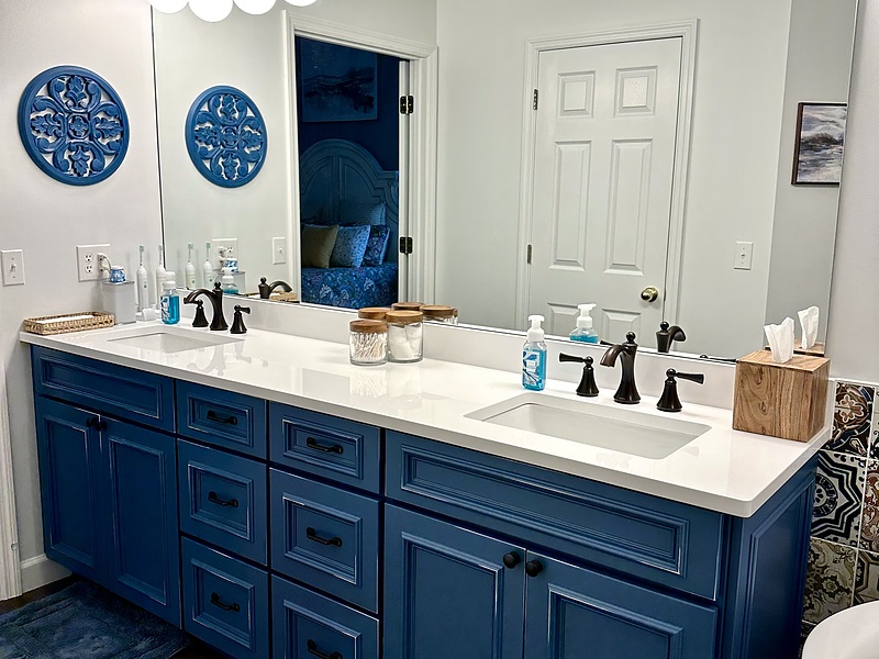 navy blue bathroom vanity 